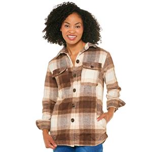 Plus Size Mountain Ridge Plaid Twill Shacket - Brown