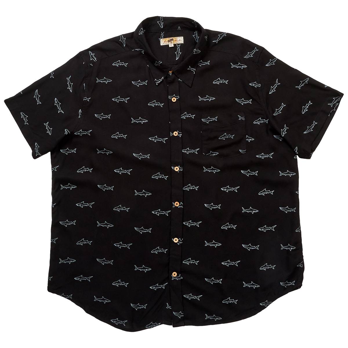 Mens Big & Tall Joe Marlin Shark Button Down Shirt - Black