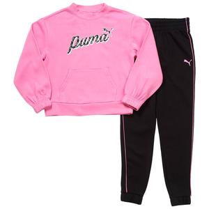 Girls (7-16) Puma(R) Leopard Logo Sweatshirt & Jogger Sweatpants