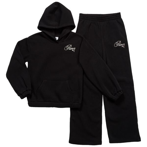 Girls (7-16) Puma(R) Long Sleeve Hoodie w/ Wide Leg Pants Set