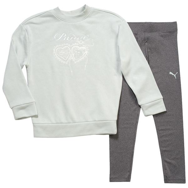 Girls (7-16) Puma(R) Heart Locket Graphic Sweatshirt w/ Leggings