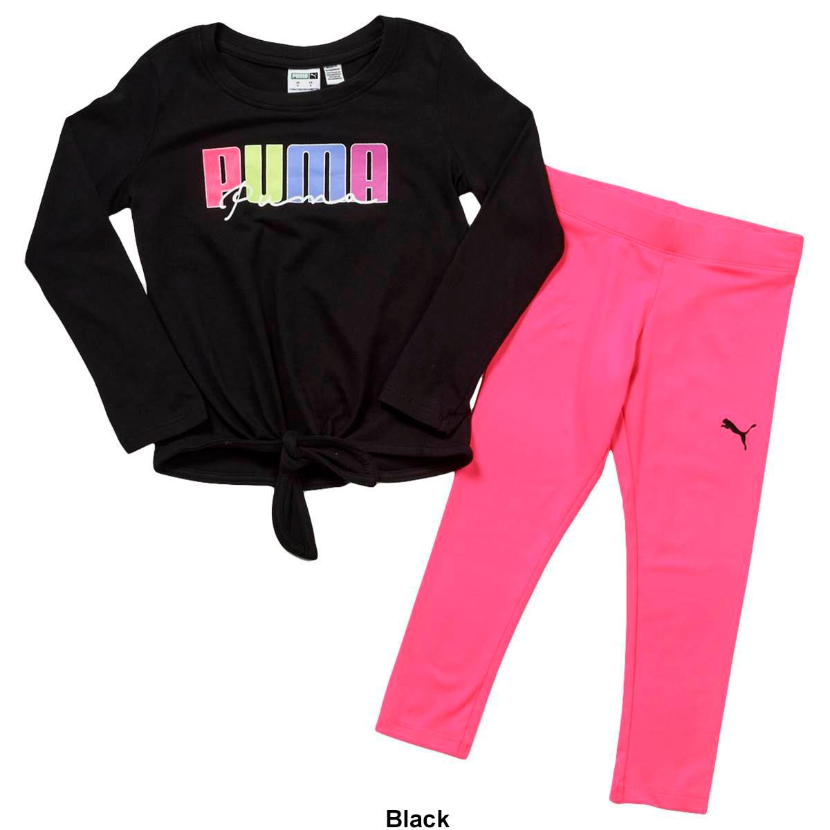 Girls (4-6x) Puma 2pc. Tie Front Long Sleeve Tee & Leggings Set