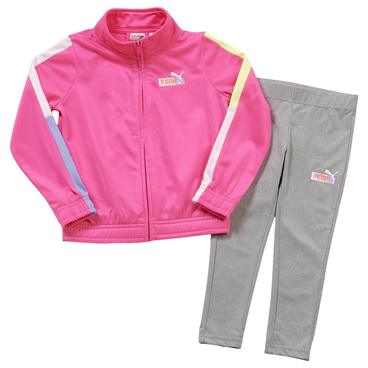 Girls (4-6x) Puma(R) Neon Tricot Jacket & Marled Leggings Set