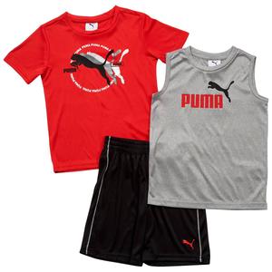 Boys (4-7) Puma(R) 3pc. Short Sleeve/Tank Top/Shorts Set-Light Heat