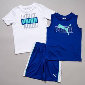Boys (4-7) Puma(R) 3pc. Poly Short Sleeve Tee/Muscle Tee/Shorts Set