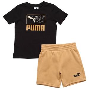 Boys (4-7) Puma(R) 2pc. Tee & Fleece Short Set - Puma Black
