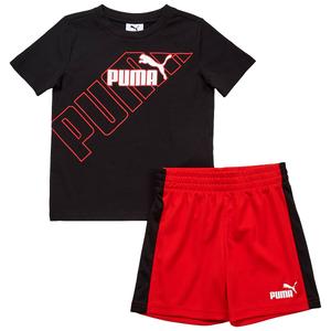 Boys (4-7) Puma(R) 2pc. Tee & Mesh Short Set - Puma Black
