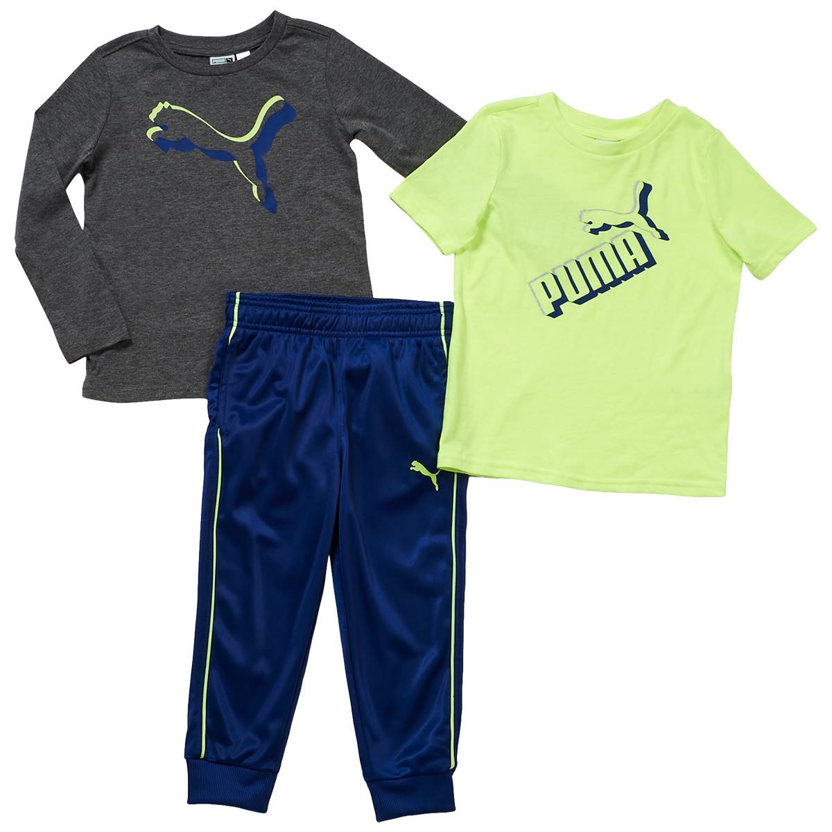 Boys (4-7) Puma(R) 3pc. Long Sleeve/Short Sleeve Tee & Pants Set