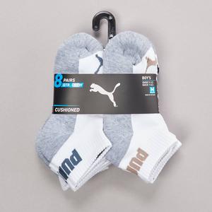 Boys (8-20) Puma(R) 8pk. 1/2 Terry Quarter Crew Socks - White