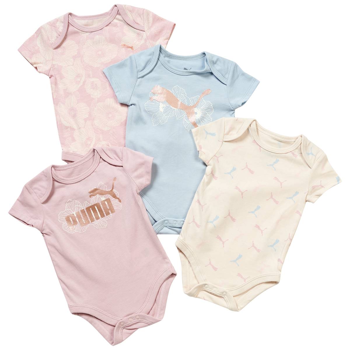 Baby Girl (NB-9M) Puma(R) 4pk. Short Sleeve Cotton Jersey Bodysuits