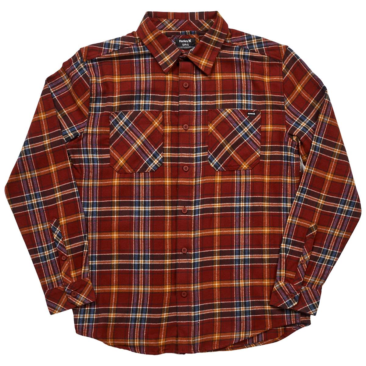 Young Mens Hurley Flannel Shirt - Dark Red