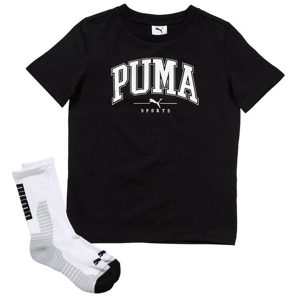 Boys (8-20) Puma(R) 2pc. Short Sleeve Tee & Crew Socks  - Black