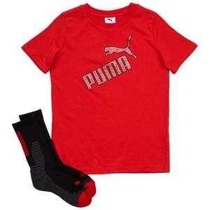 Boys (8-20) Puma(R) 2pc. Short Sleeve Puma Tee & Crew Socks