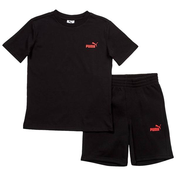 Boys (8-20) Puma(R) Tee & Knit Short Set - Black