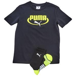 Boys (8-20) Puma(R) Tee & Crew Socks Set - Black