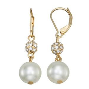 You're Invited Gold-Tone Crystal & Pearl Double Drop Earrings