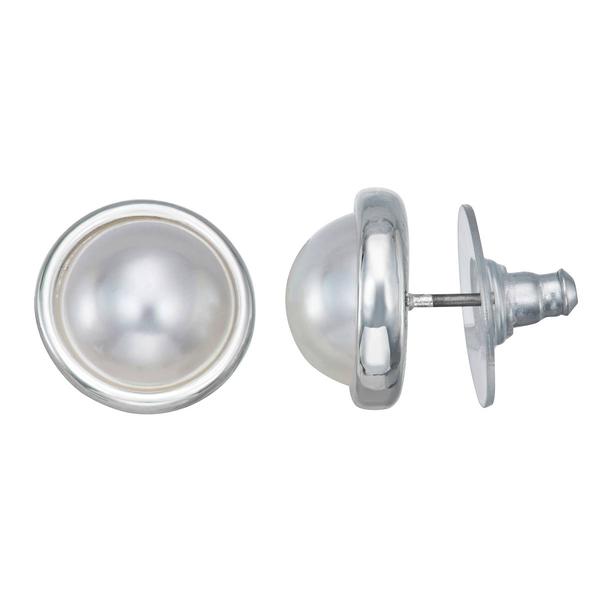 You're Invited Silver-Tone Faux Pearl Stud Earrings