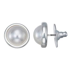 You're Invited Silver-Tone Faux Pearl Stud Earrings