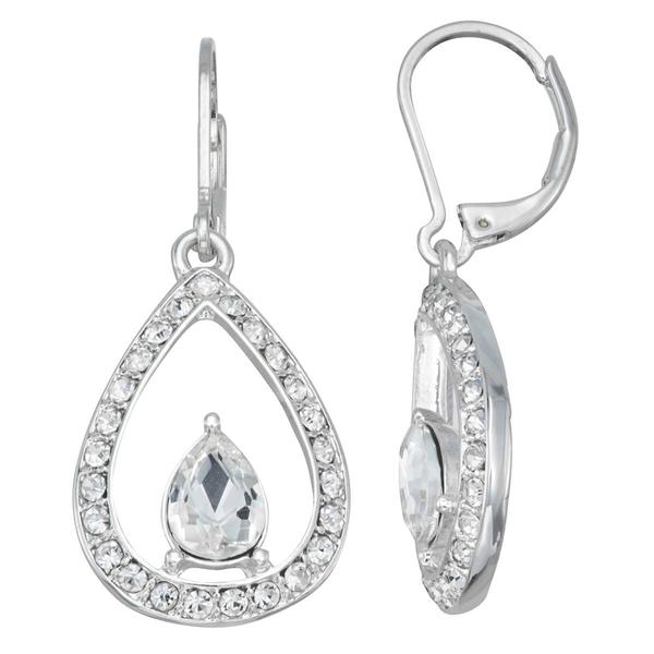 You're Invited Silver-Tone Crystal Teardrop Single Drop Earrings