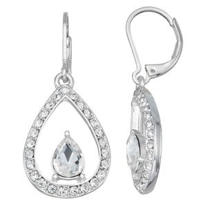 You're Invited Silver-Tone Crystal Teardrop Single Drop Earrings