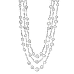 You're Invited Faux Pearl & Crystal 3-Row Collar Necklace