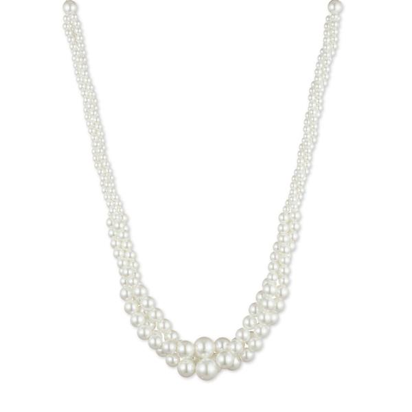 You're Invited Silver-Tone White Pearl Multi Row Necklace