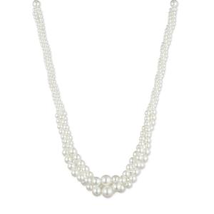 You're Invited Silver-Tone White Pearl Multi Row Necklace