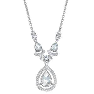 You're Invited Silver-Tone Crystal Teardrop Pendant Necklace