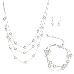 You're Invited Pearl Strand Necklace/Earrings/Bracelet Set
