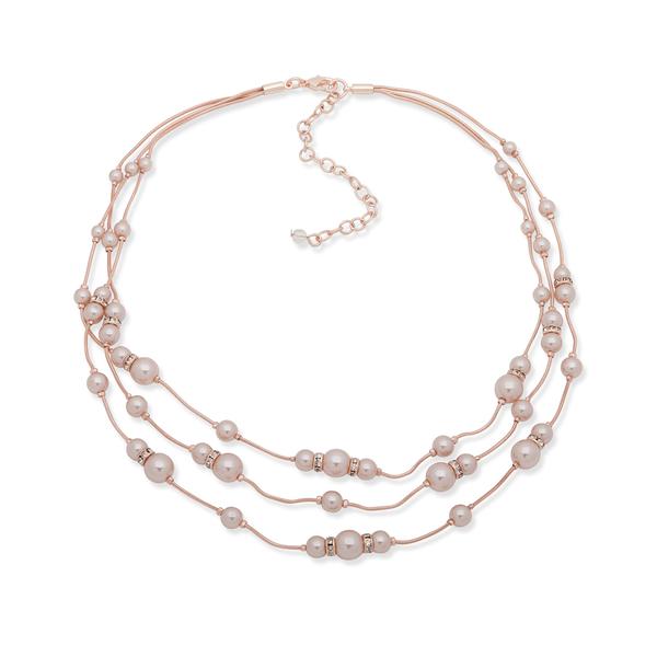 Youre Invited Rose Gold-Tone Illusion Multi Row Necklace