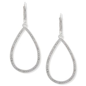 You're Invited Silver-Tone Pave Crystal Teardrop Drop Earrings