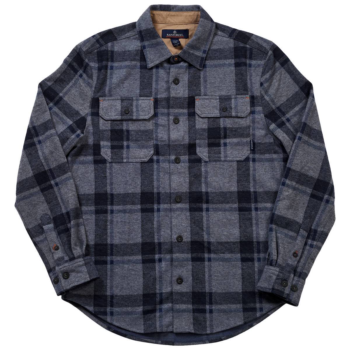 Mens Rainforest(R) Flannel Shirt - Navy/Heather Grey