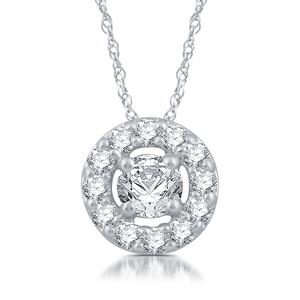 Nova Star(R) Sterling Silver 1/4ctw. Lab Grown Diamond Halo Pendant