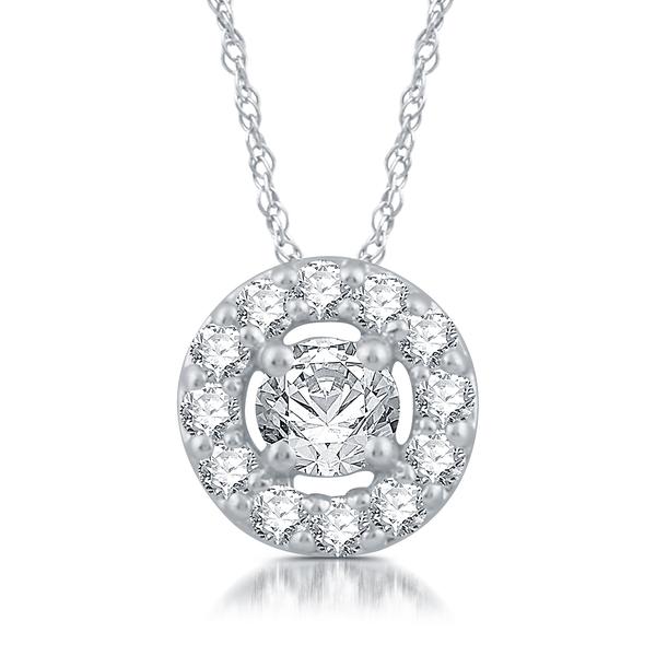 Nova Star(R) Sterling Silver 1/4ctw. Lab Grown Diamond Halo Pendant
