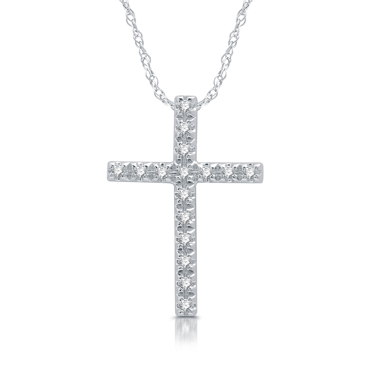 Nova Star(R)Sterling Silver 1/10ctw.Lab Grown Diamond Cross Pendant