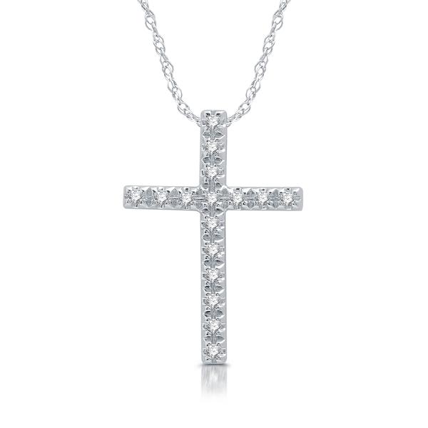 Nova Star(R) Sterling & 1/10ctw. Lab Grown Diamond Cross Pendant