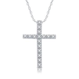 Nova Star(R) Sterling & 1/10ctw. Lab Grown Diamond Cross Pendant