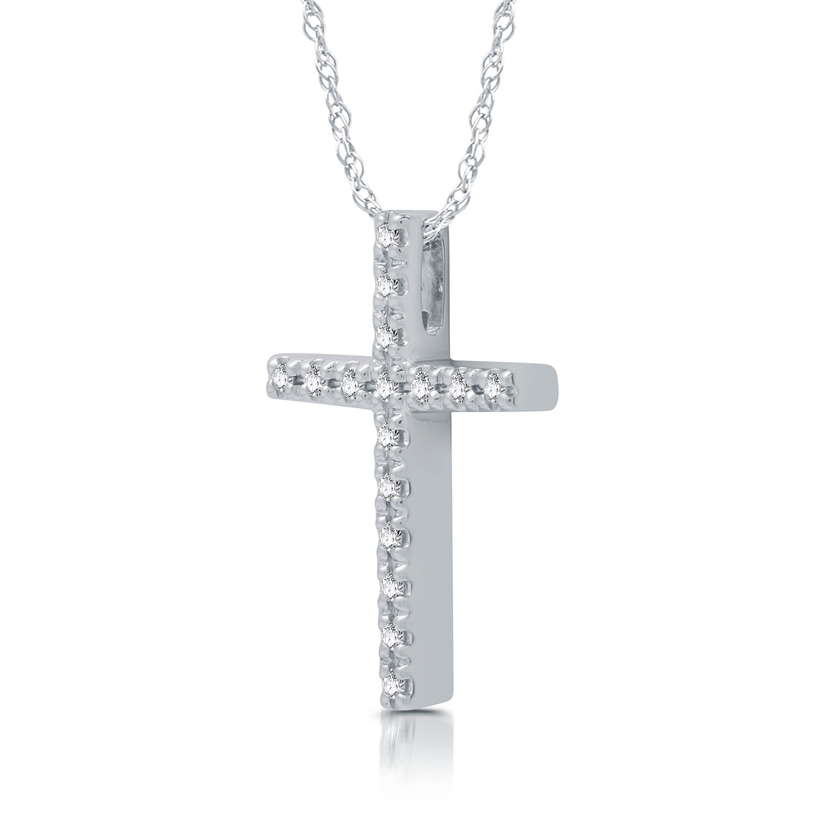 Nova Star(R)Sterling Silver 1/10ctw.Lab Grown Diamond Cross Pendant