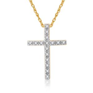 Nova Star(R) 1/10ctw. Lab Grown Diamond Two-Tone Cross Pendant