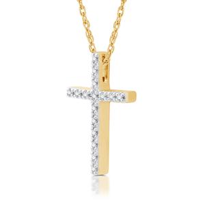 Nova Star(R) 1/10ctw. Lab Grown Diamond Two-Tone Cross Pendant alternate view