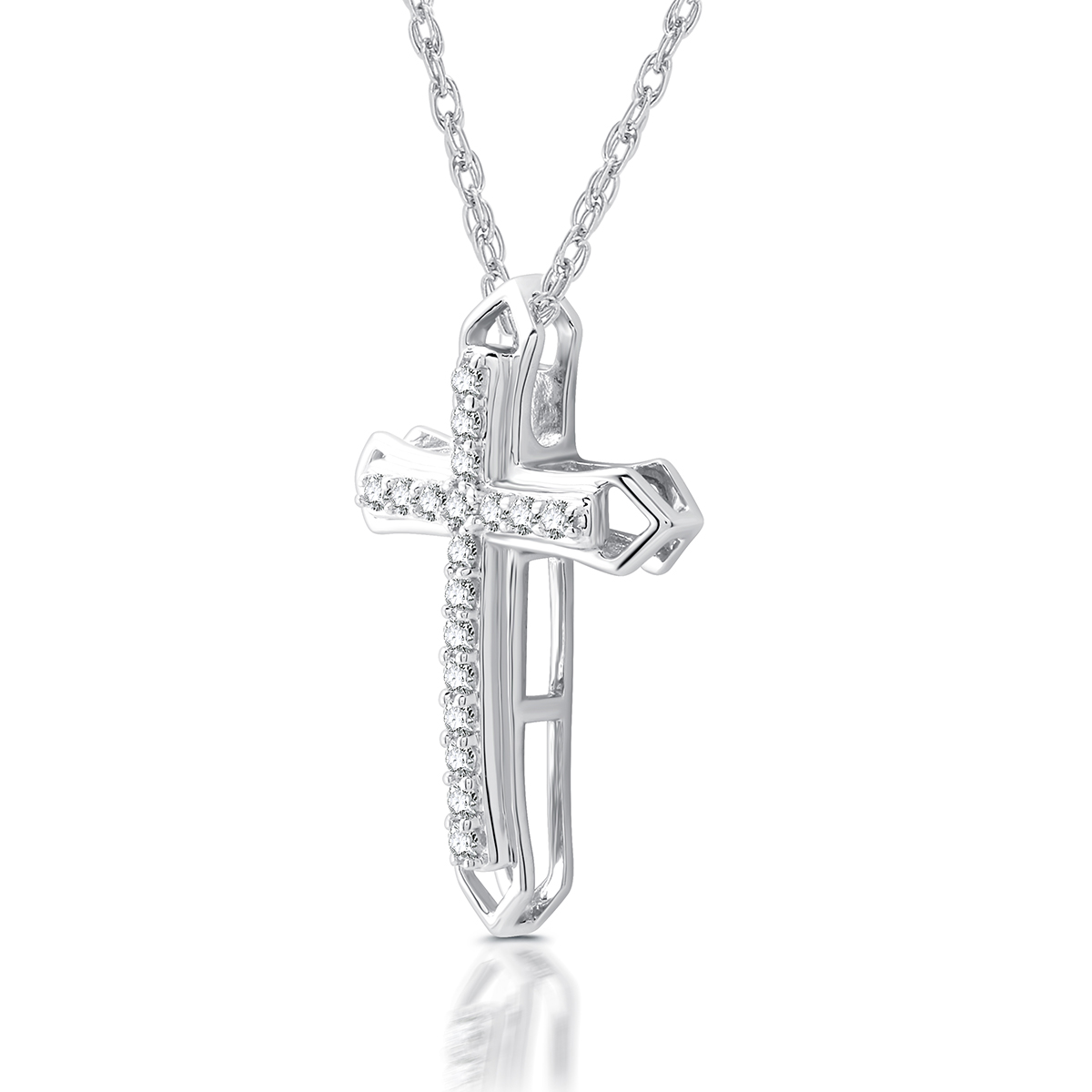 Nova Star(R) 1/10ctw. Lab Grown Diamond Double Cross Pendant