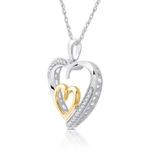 Nova Star(R) Two-Tone Lab Grown Diamond Double Heart Pendant alternate view