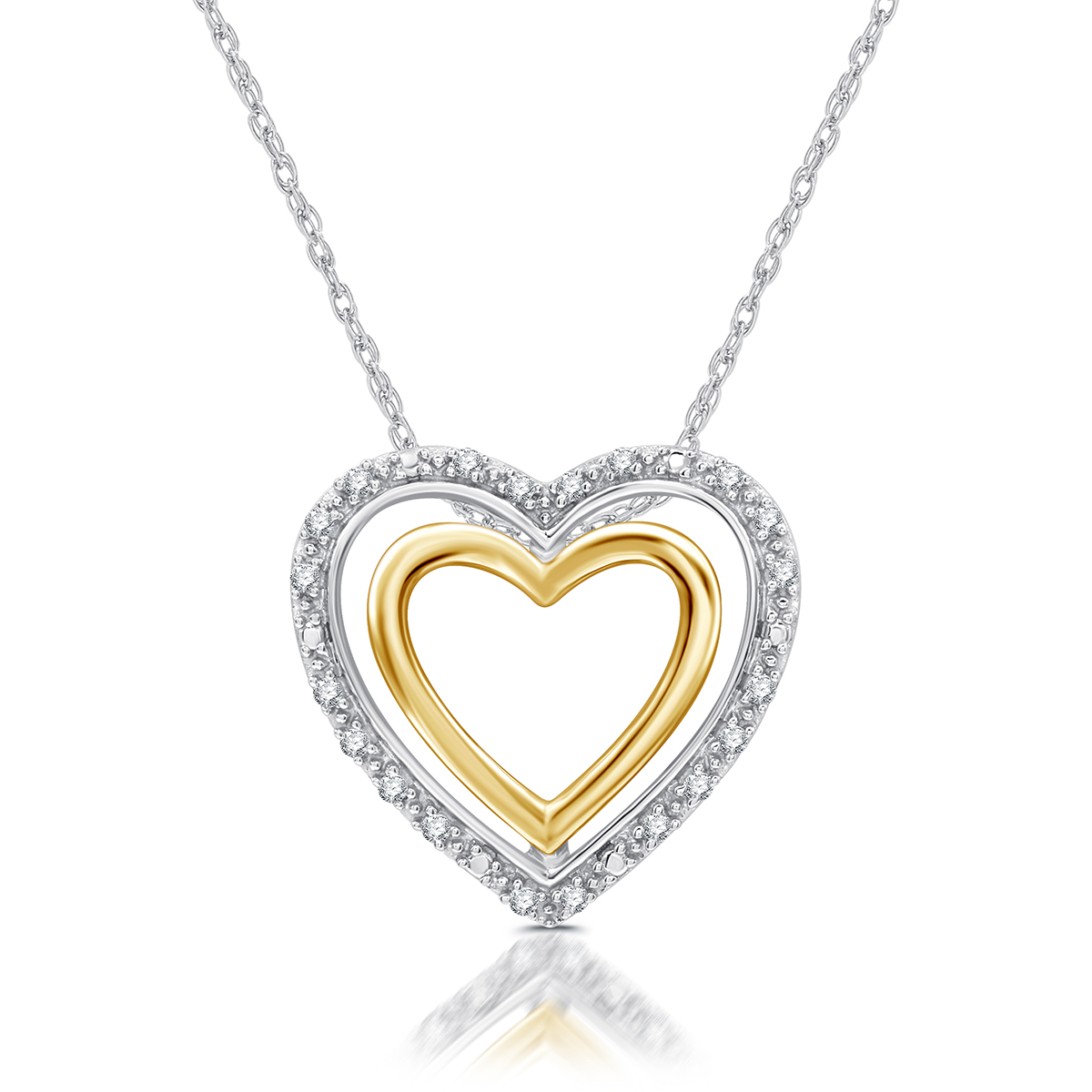 Nova Star(R) Two-Tone Lab Grown Diamond Double Heart Frame Pendant