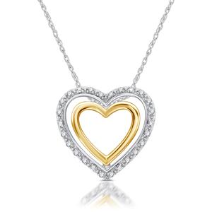 Nova Star(R) Two-Tone Lab Grown Diamond Double Heart Frame Pendant