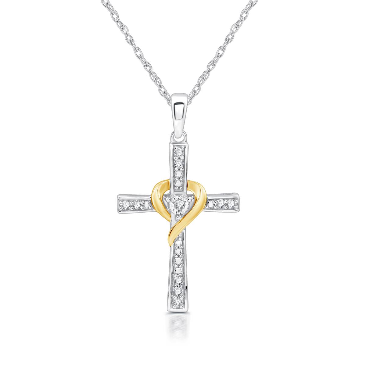 Nova Star(R) Two-Tone Lab Grown Diamond Wrapped Cross Pendant