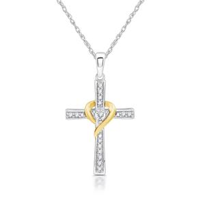 Nova Star(R) Two-Tone Lab Grown Diamond Wrapped Cross Pendant