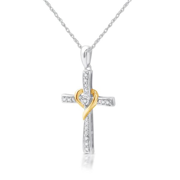 Nova Star(R) Two-Tone Lab Grown Diamond Wrapped Cross Pendant alternate view