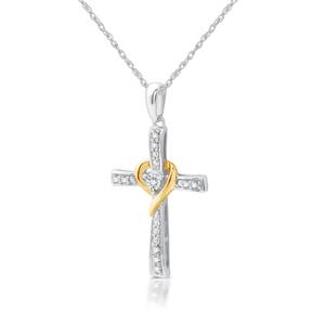 Nova Star(R) Two-Tone Lab Grown Diamond Wrapped Cross Pendant alternate view
