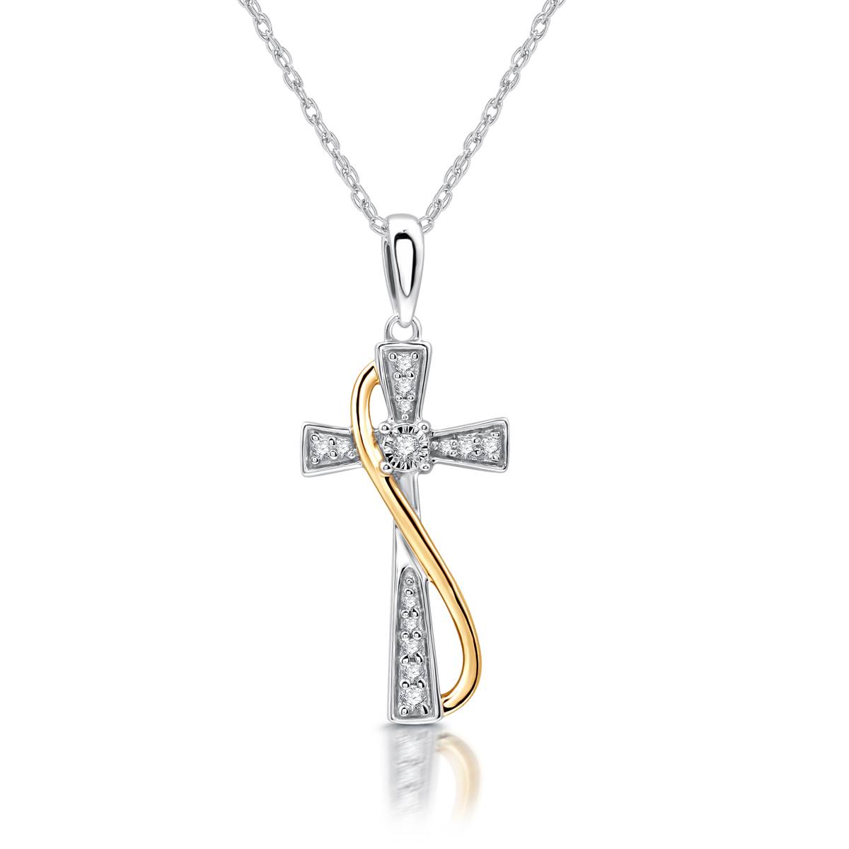 Nova Star(R) 1/10ctw. Two-Tone Lab Grown Diamond Cross Pendant