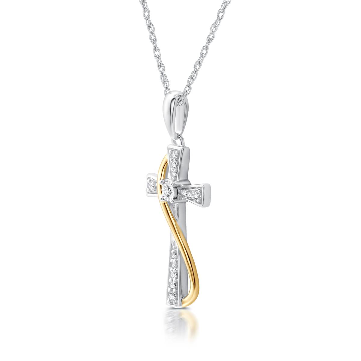 Nova Star(R) 1/10ctw. Two-Tone Lab Grown Diamond Cross Pendant